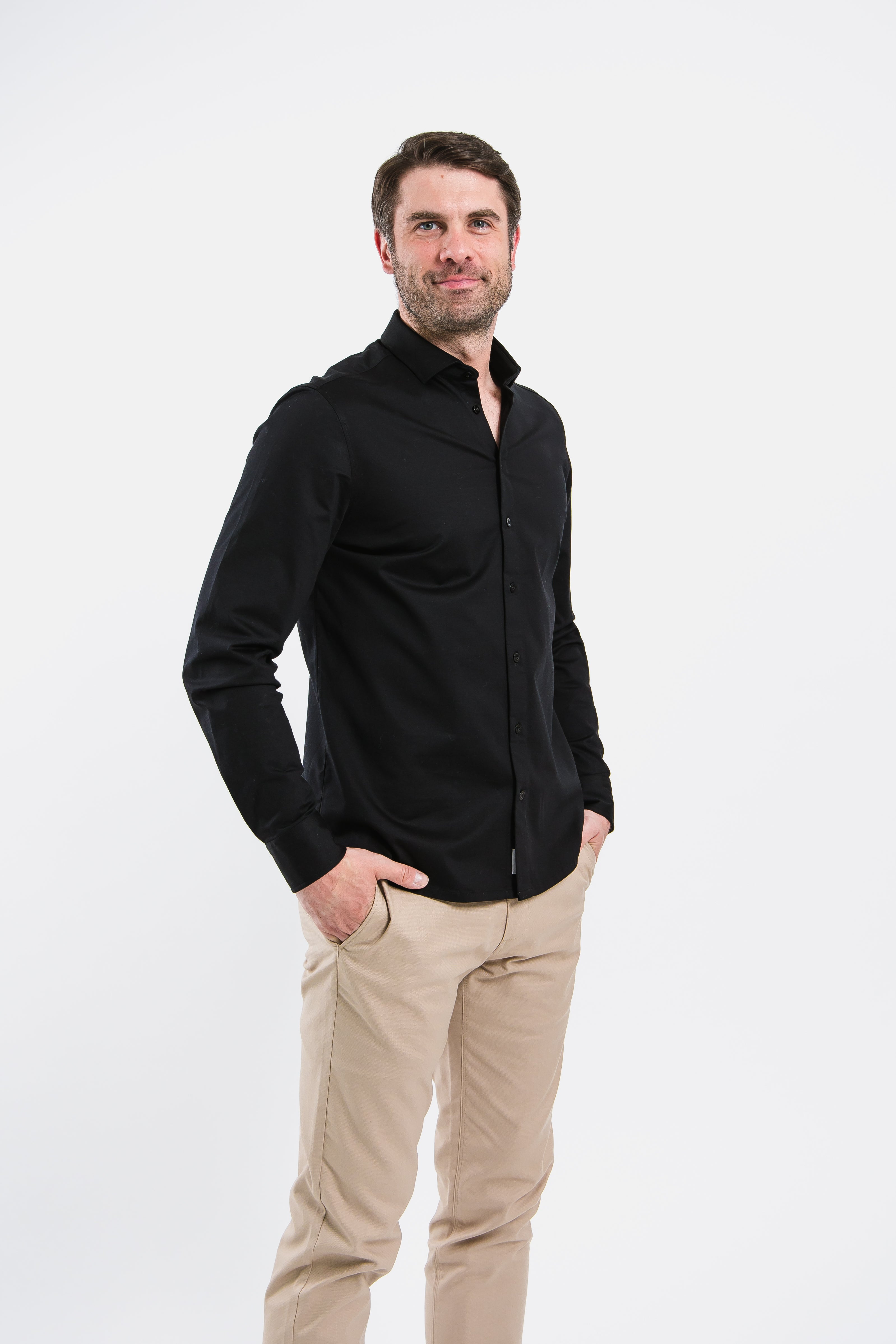 Camisa de hombre regular Be Lenka Essentials - Negro azabache