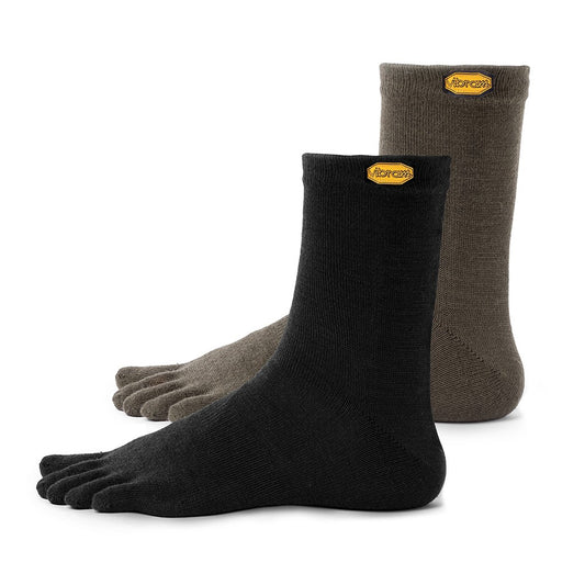 Vibram Five Toe Socks Wool Blend Crew Twin Pack --10.5. 1 x Black.1 x Military Green