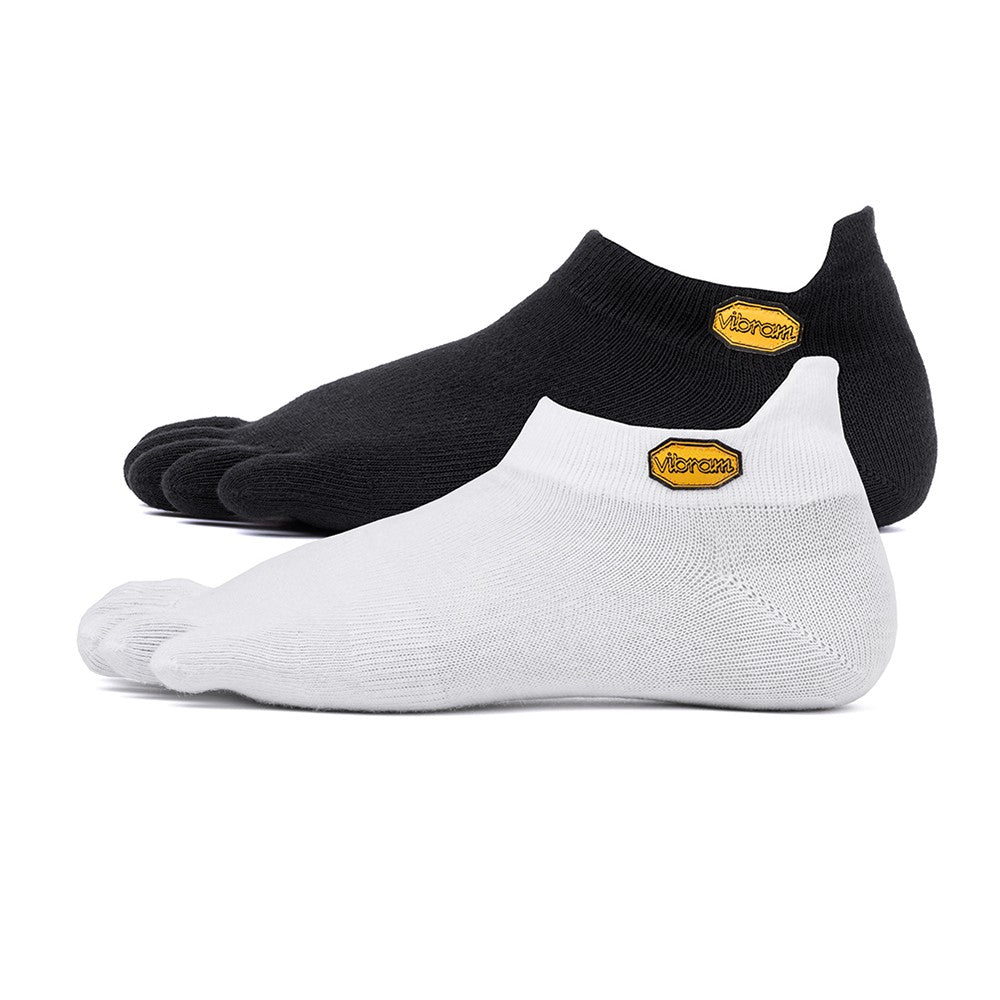 Vibram Five Toe Socks Athletic No Show Twin Pack + UK 11+. 1 x Black.1 x White