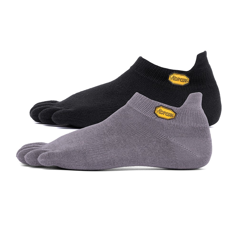 Vibram Five Toe Socks Athletic No Show Twin Pack + UK 11+. 1 x Grey.1 x Black