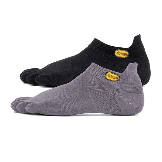 Vibram Five Toe Socks Athletic No Show Twin Pack + UK 11+. 1 x Grey.1 x Black