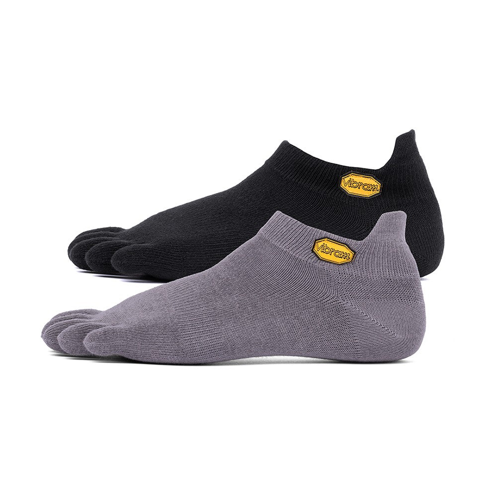 Vibram Five Toe Socks Athletic No Show Twin Pack + UK 11+. 1 x Grey.1 x Black