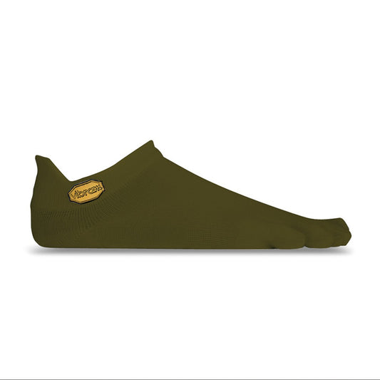 Vibram Five Toe Socks Athletic No Show + UK 11+ Military Green