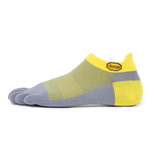 Vibram Five Toe Socks Athletic Pro No Show + UK 11+ Yellow/Grey