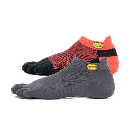 Vibram Five Toe Socks Athletic Pro No Show Twin Pack + UK 11+. 1 x Dark Grey.1 x Red/Black