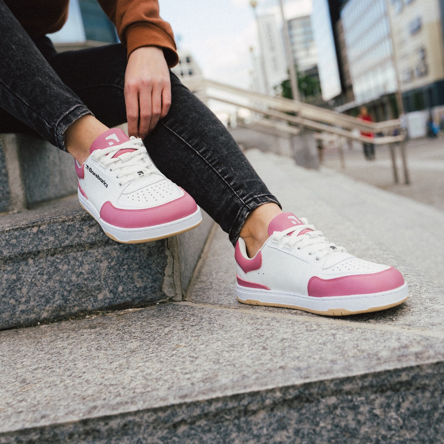 Barefoot Sneakers Barebarics Wave - White & BubbleGum Pink