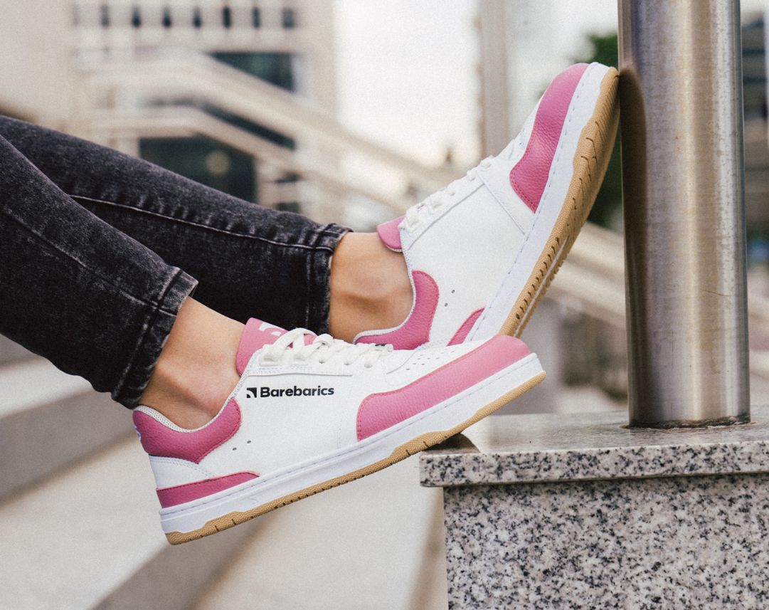 Barefoot Sneakers Barebarics Wave - White & BubbleGum Pink