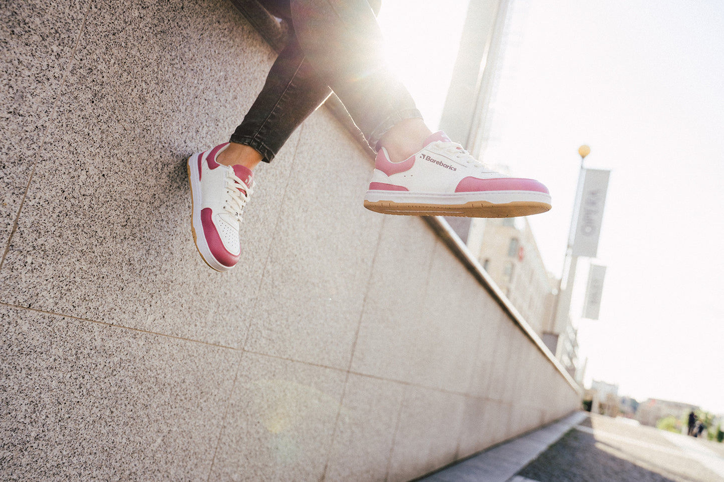 Barefoot Sneakers Barebarics Wave - White & BubbleGum Pink