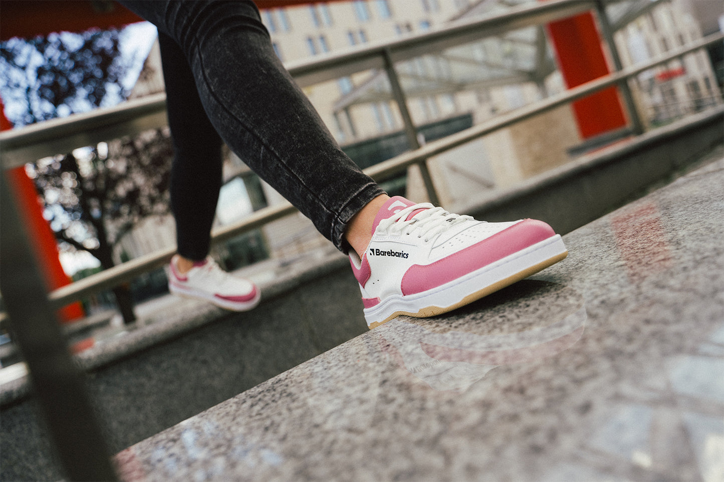 Barefoot Sneakers Barebarics Wave - White & BubbleGum Pink