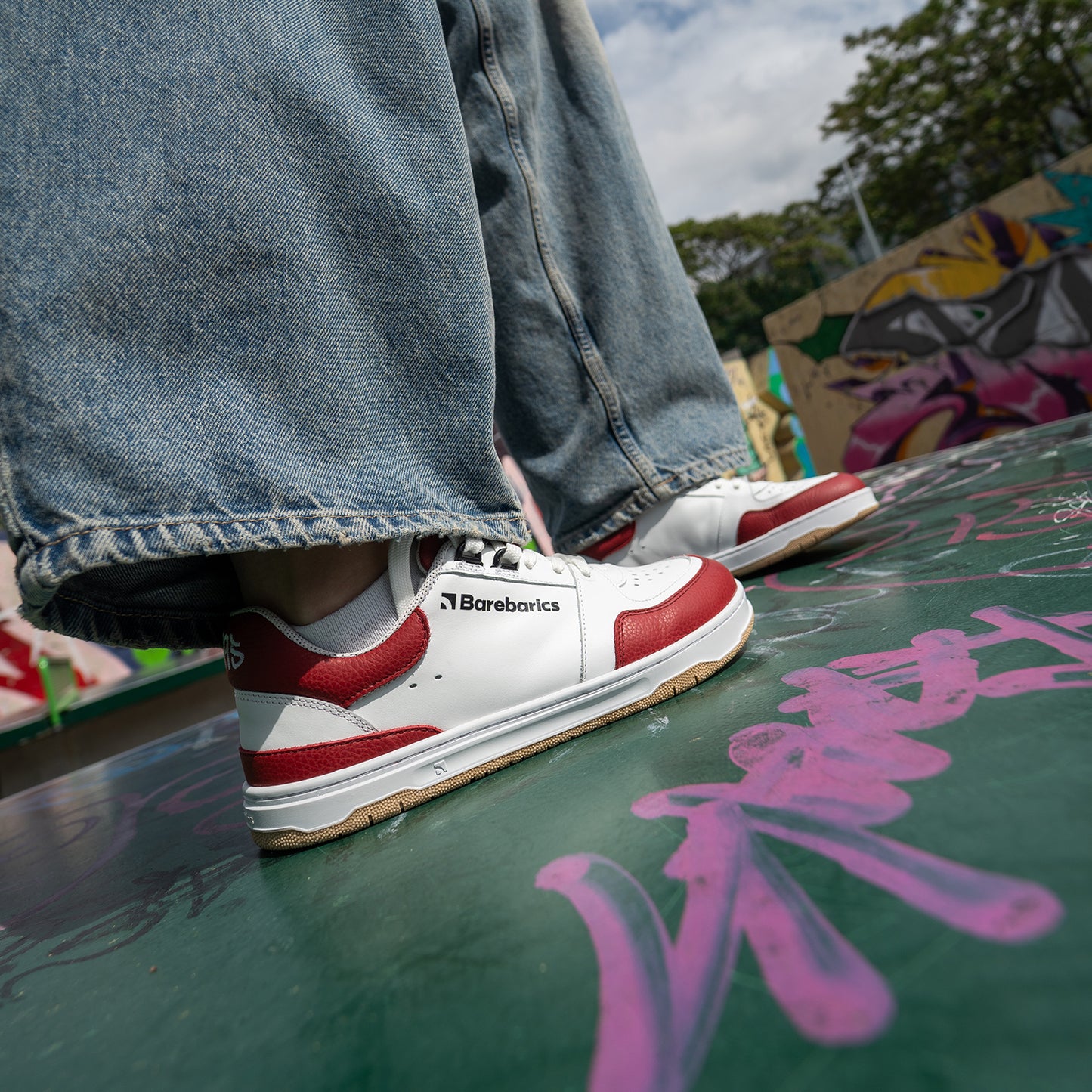 Barefoot Sneakers Barebarics Wave - White & Crimson Red