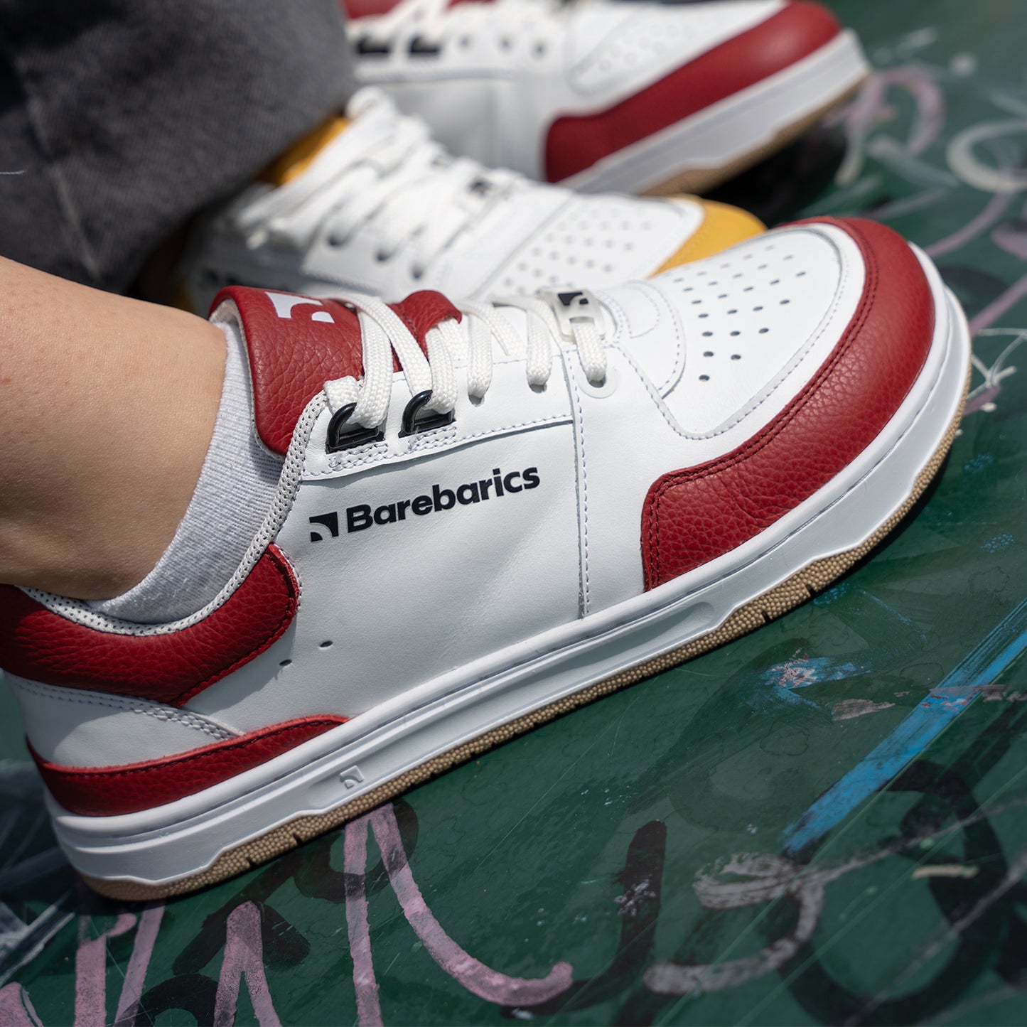 Barefoot Sneakers Barebarics Wave - White & Crimson Red