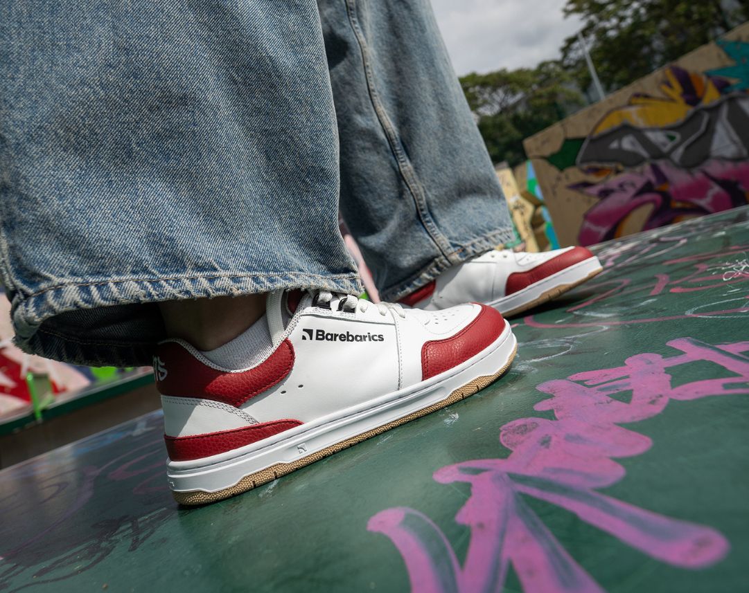 Barefoot Sneakers Barebarics Wave - White & Crimson Red