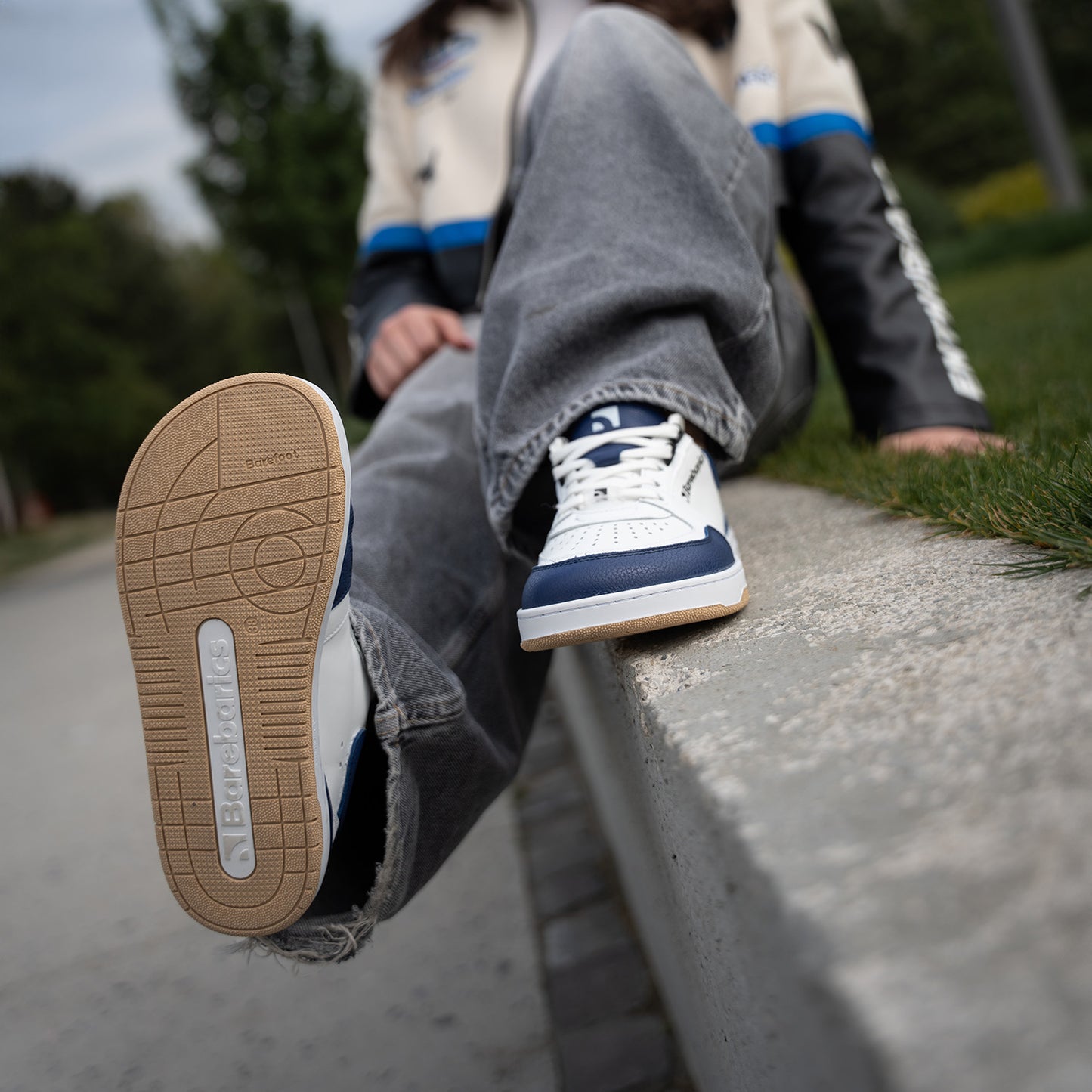 Barefoot Sneakers Barebarics Wave - White & Dark Blue