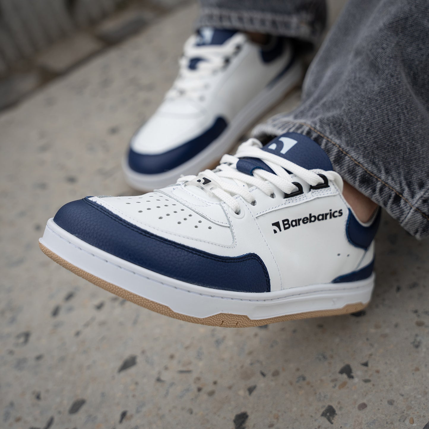 Barefoot Sneakers Barebarics Wave - White & Dark Blue