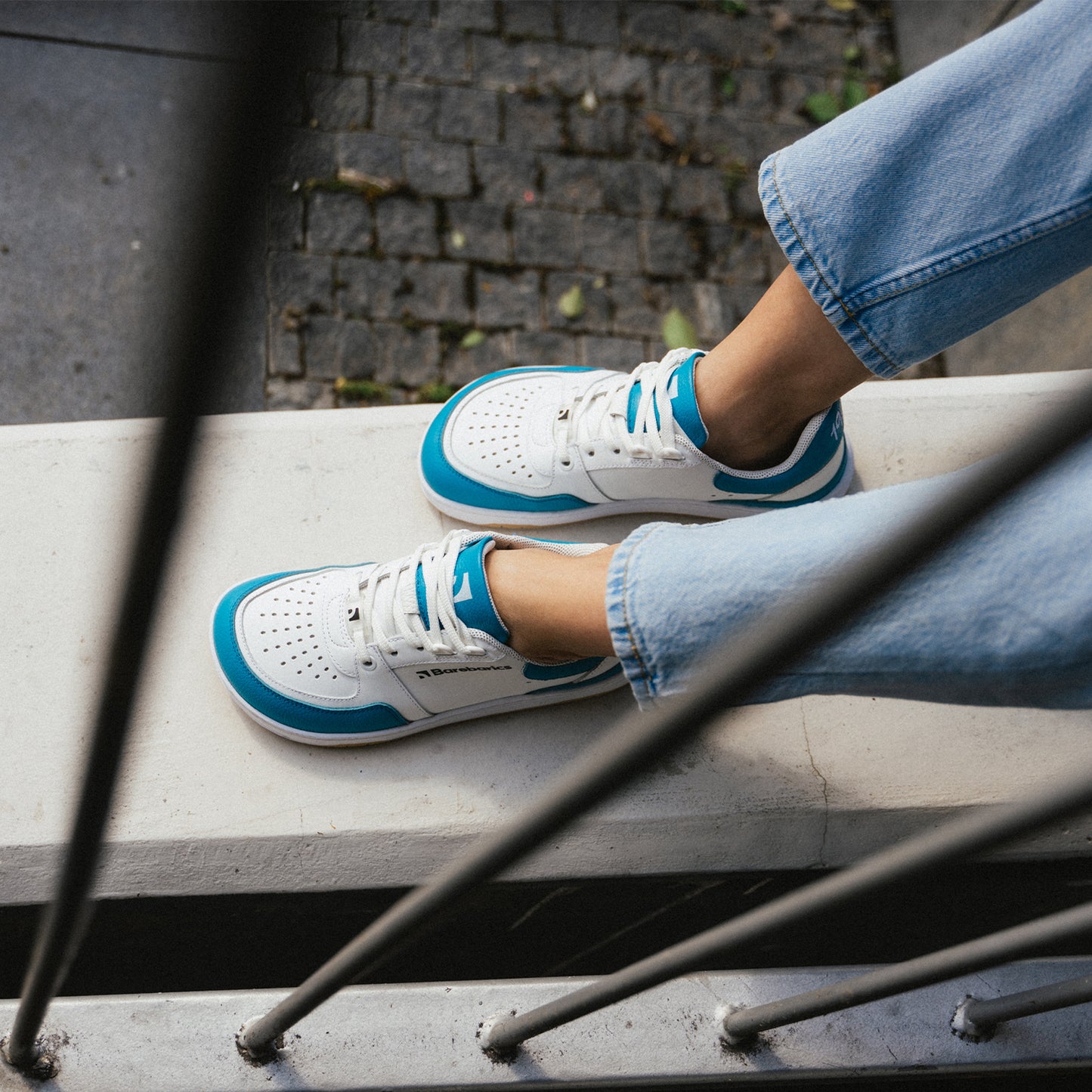 Barefoot Sneakers Barebarics Wave - White & Dark Turquoise