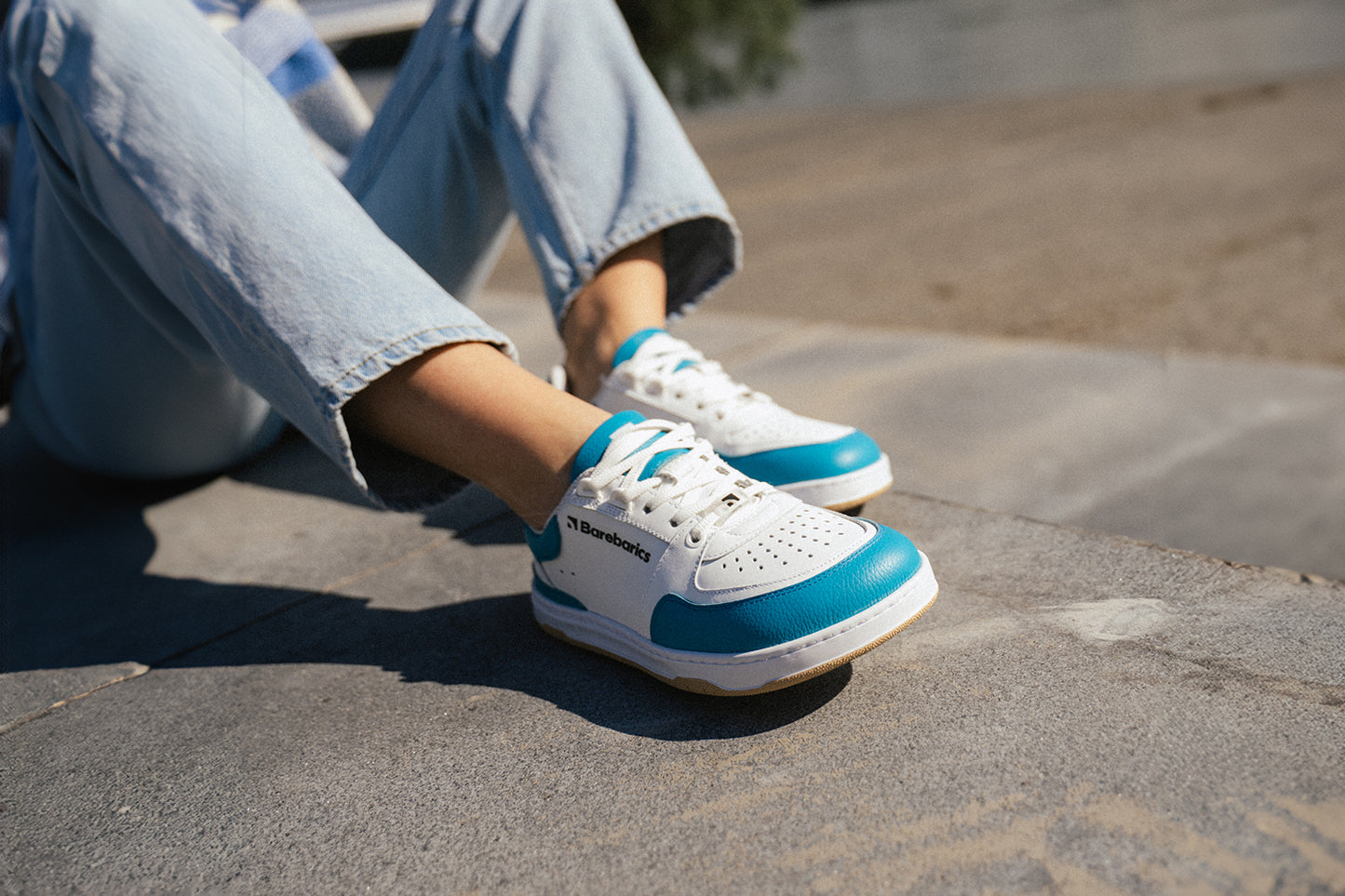 Barefoot Sneakers Barebarics Wave - White & Dark Turquoise