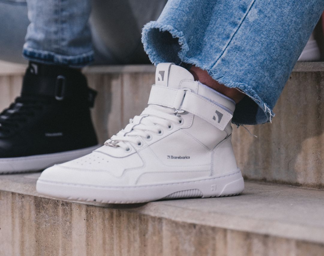 Barefoot Sneakers Barebarics Zing - High Top - All White - Leather