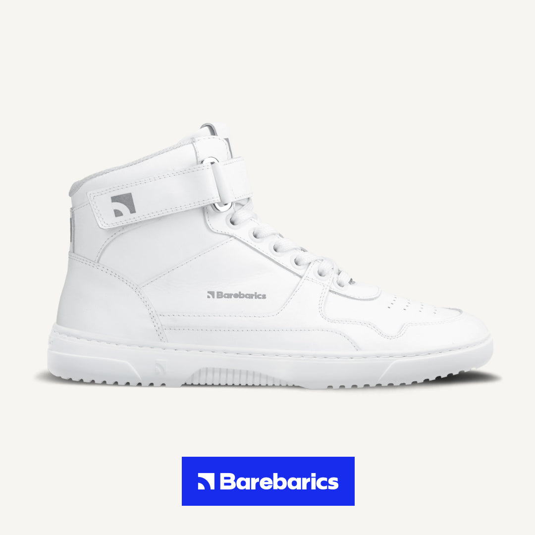 Barefoot Sneakers Barebarics Zing - High Top - All White - Leather