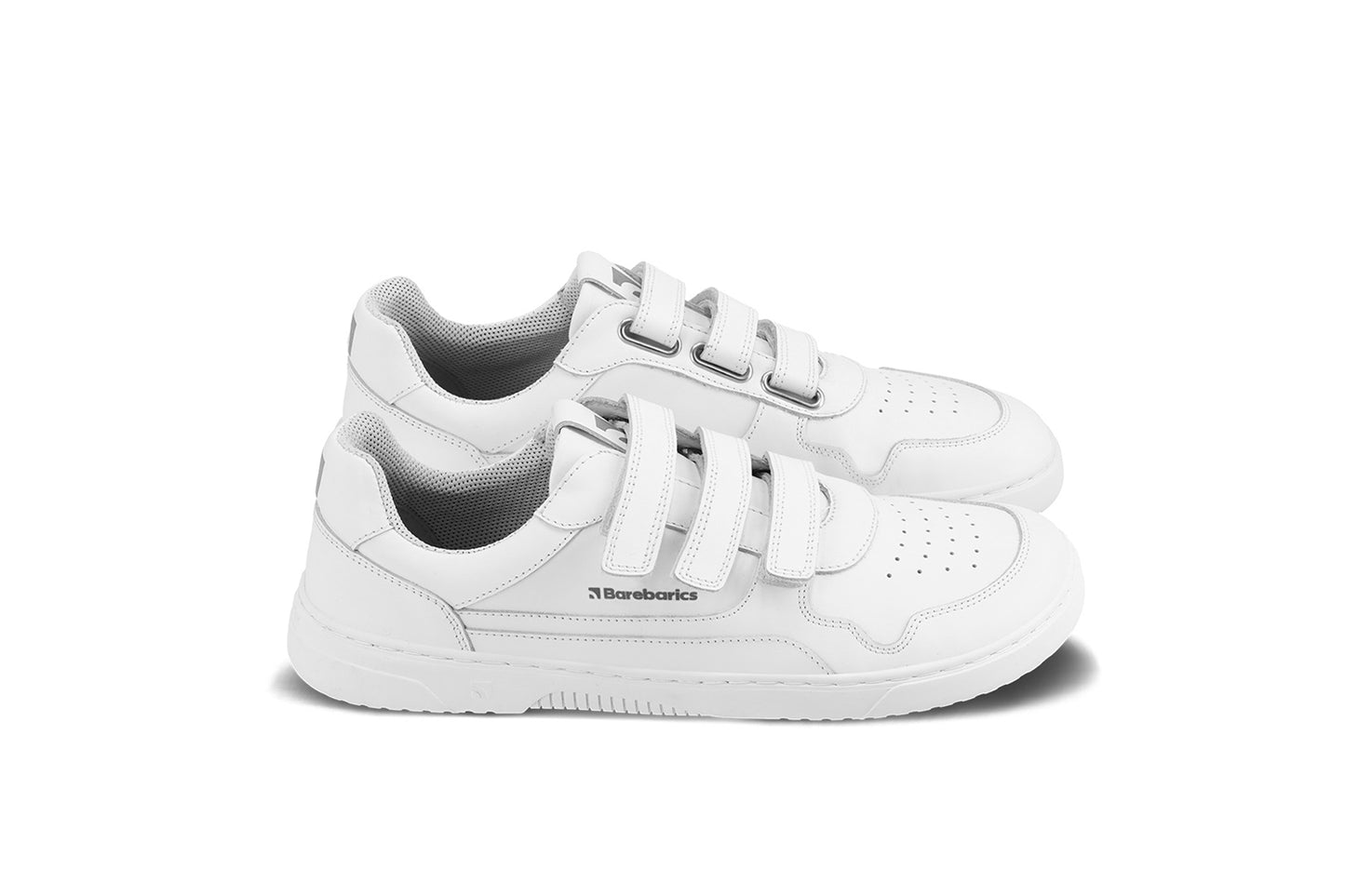 Barefoot Sneakers Barebarics Zing Velcro - All White - Leather