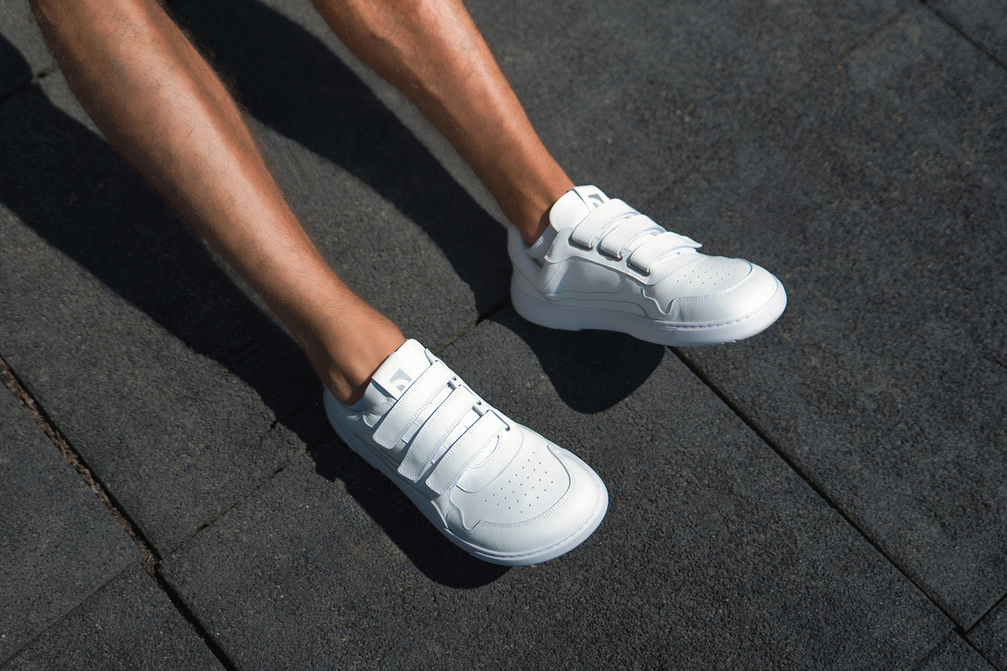 Barefoot Sneakers Barebarics Zing Velcro - All White - Leather