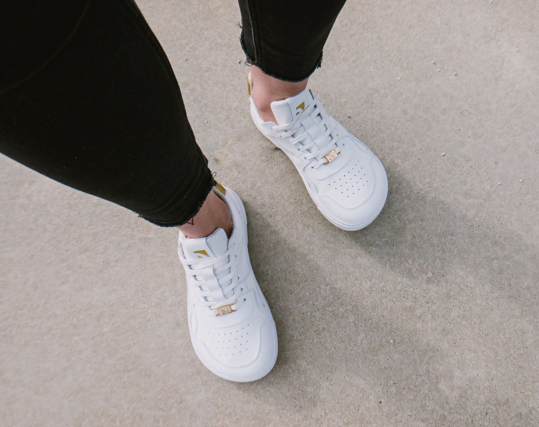 Barefoot Sneakers Barebarics Zing - White & Gold - Leather