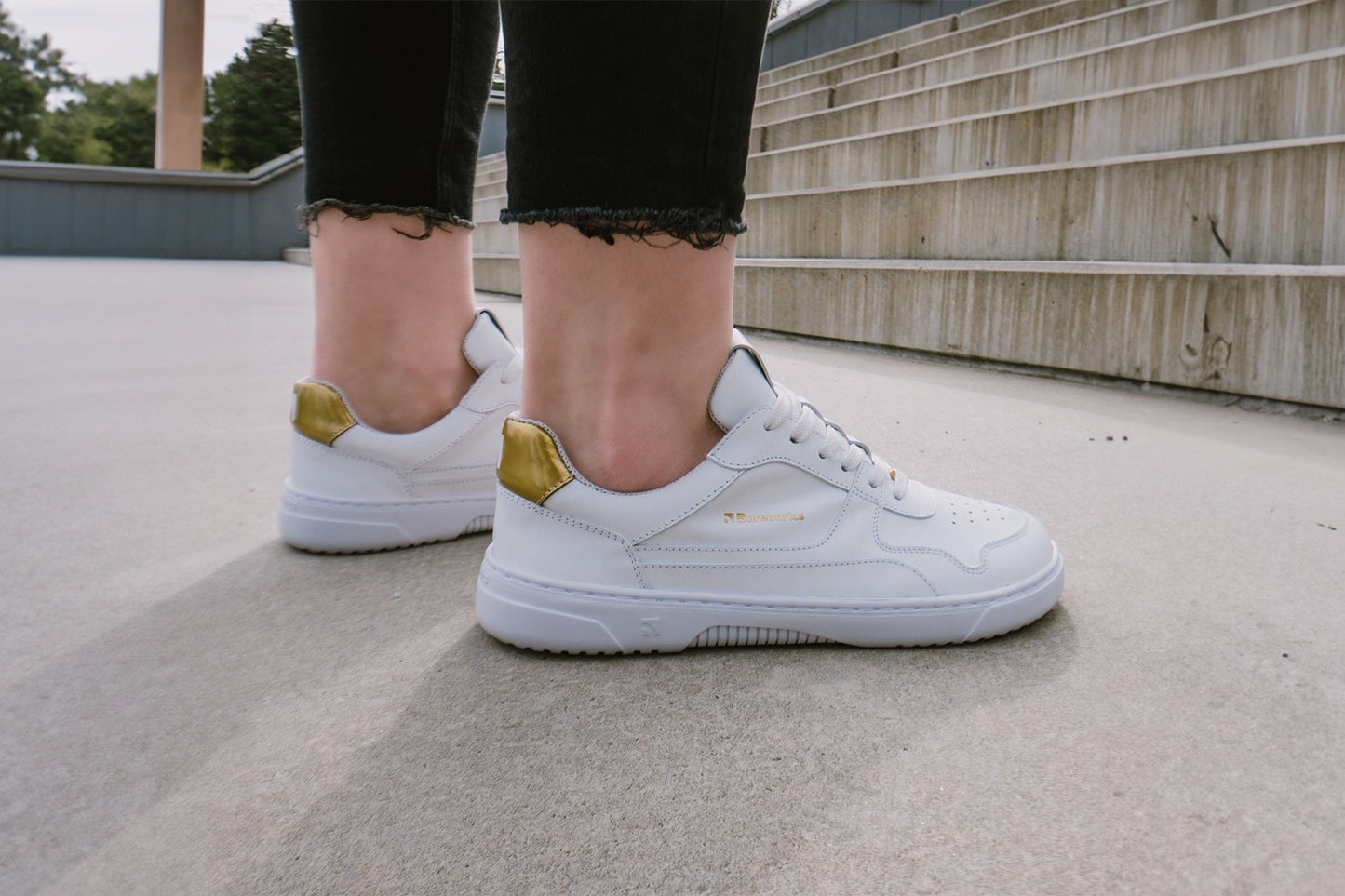 Barefoot Sneakers Barebarics Zing - White & Gold - Leather