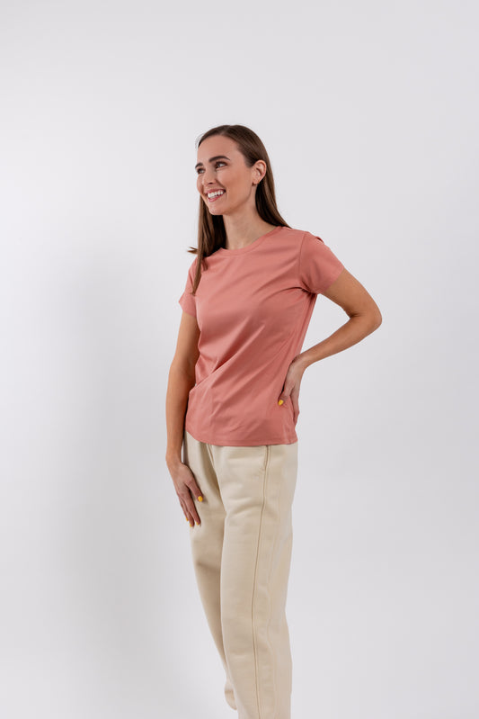 Women's Round Neck t-shirt Be Lenka Essentials - Salmon Pink