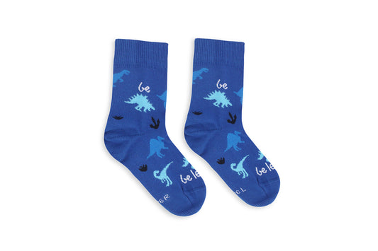 Kids barefoot Socks Be Lenka Kids - Crew - Dino - Royal Blue