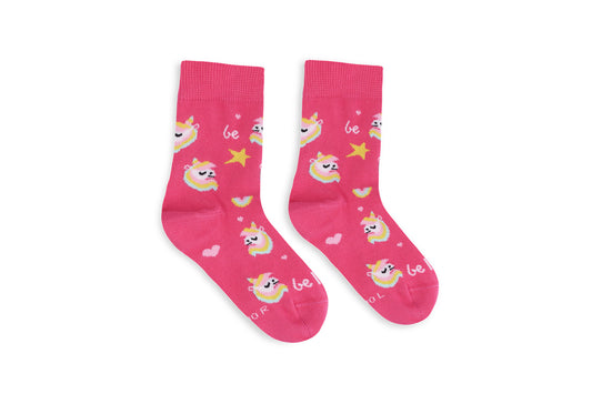 Kids barefoot Socks Be Lenka Kids - Crew - Unicorn - BubleGum Pink