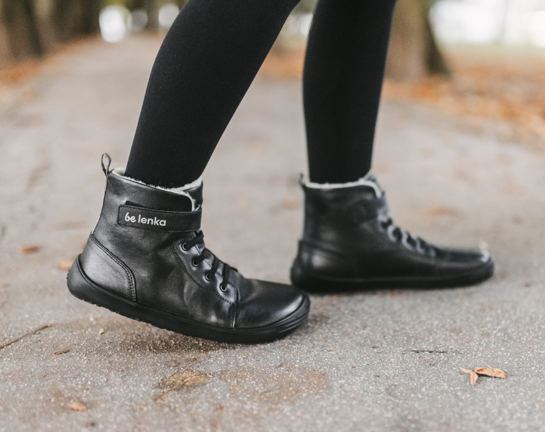 Winter barefoot boots Be Lenka Winter Kids - All Black